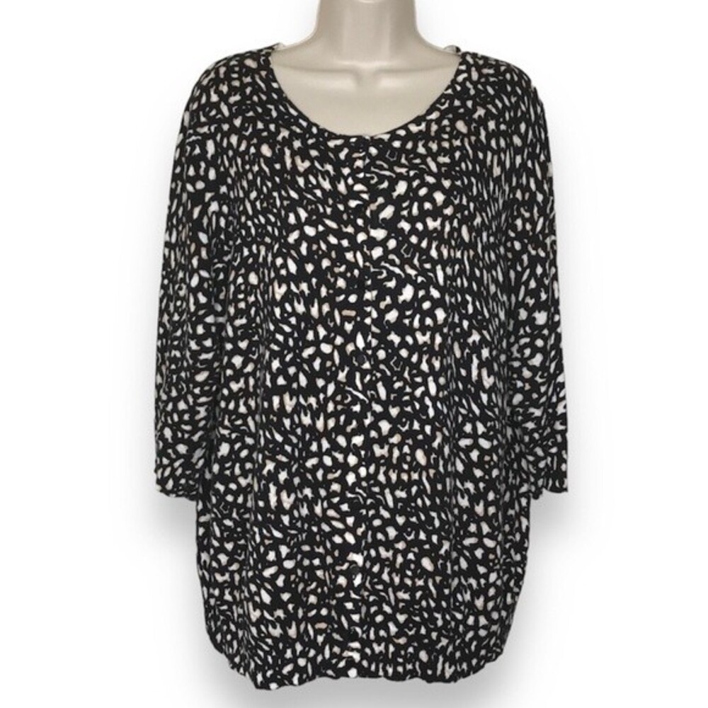 Designers Originals Leopard Print Button Front Cardigan Sweater Womens Size 1X